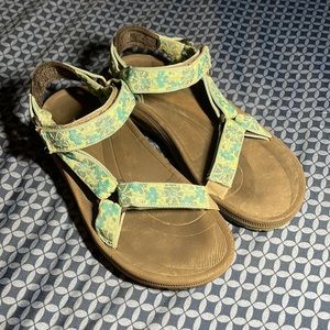 🟢Women's TEVA Blue Green Flowers S/N 6294 Hiking Sport Sandals US 5